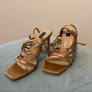 PINKO Satin Leg Wrap Heels